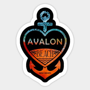 Avalon Beach, New Jersey, Sandy Heart Ship Anchor Sticker